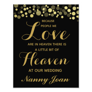 Gold & Black Memorial wedding sign personalised
