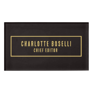 Gold & Black Minimalist Professional Modern Name Tag