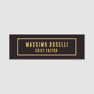 Gold & Black Minimalist Professional Modern Name Tag