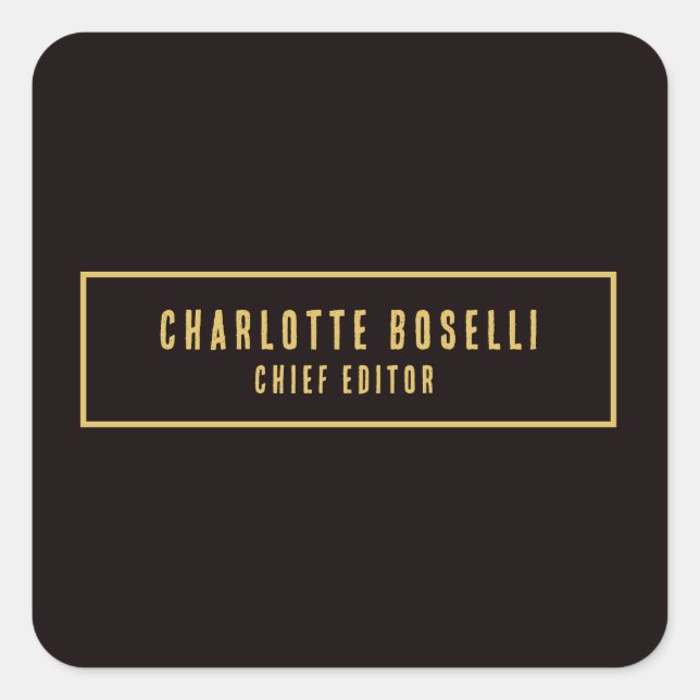 Gold & Black Minimalist Professional Modern Square Sticker (Front)