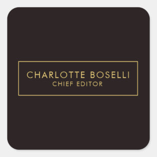 Gold & Black Minimalist Professional Modern Square Sticker