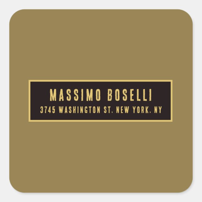 Gold & Black Minimalist Professional Modern Square Sticker (Front)