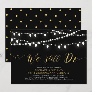 Gold & Black   Modern 50th Wedding Anniversary Invitation