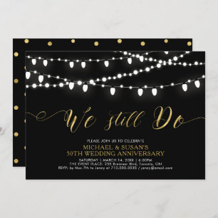 Gold & Black   Modern 50th Wedding Anniversary Invitation