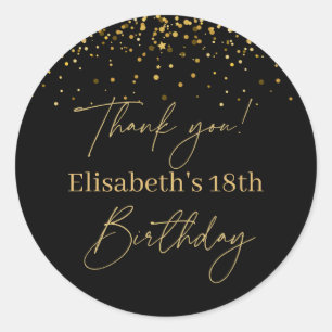Gold & Black Modern Birthday  Classic Round Sticker