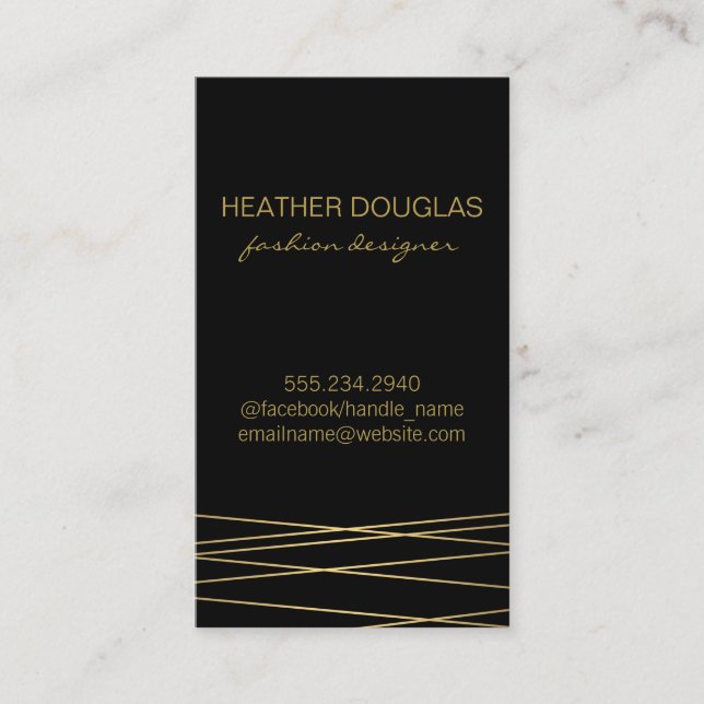 Gold Black Modern Business Card (Front)