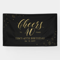 Gold & Black Modern Cheers 40th Birthday Party