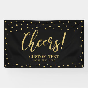 Gold & Black   Modern Cheers All Occasions Party Banner