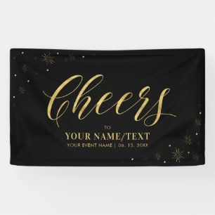 Gold & Black   Modern Cheers All Occasions Party Banner