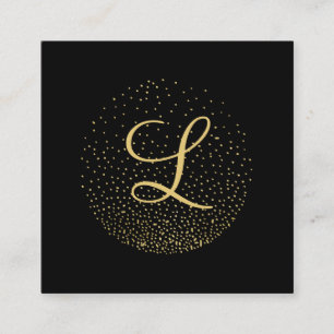 Gold & Black Modern Circle Monogram Professional Square Business Card