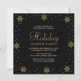 Gold & Black Modern Corporate Holiday Dinner Party Invitation