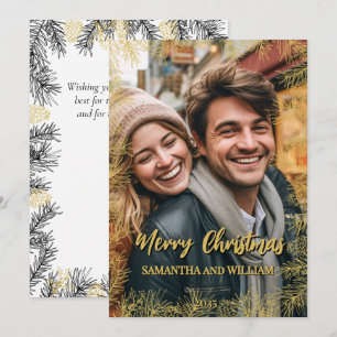 Gold Black Modern Elegant Chic Photo Christmas Holiday Card