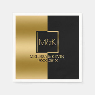 Gold & Black Modern Geometric Design Napkin