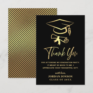 Gold Black Modern Graduation Thank You Card