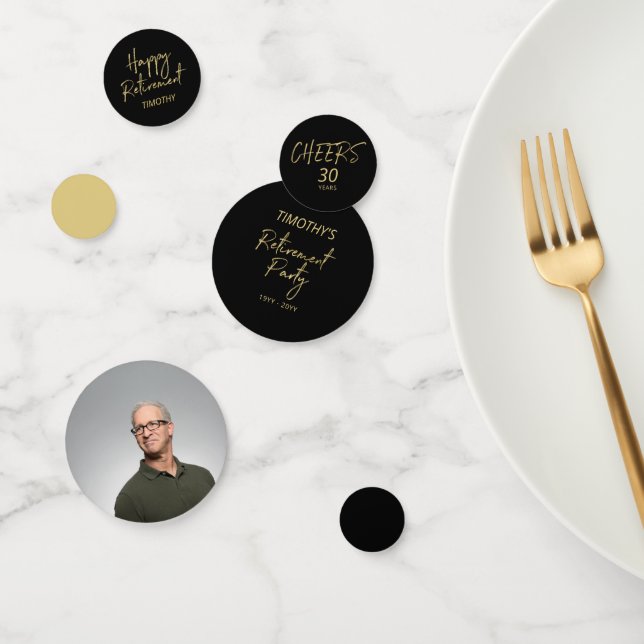 Gold & Black Modern Retirement Party Decor Confetti (Group)