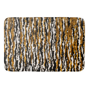 Gold & Black Modern Safari Rain Jungle Glam Bath Mat