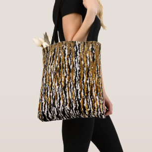 Gold & Black Modern Safari Rain Jungle Glam Tote Bag