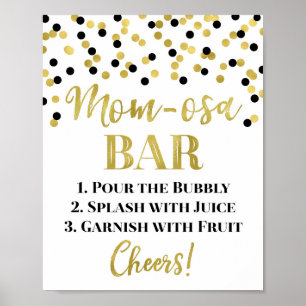 Gold Black Mom-osa Bar Sign Baby Shower