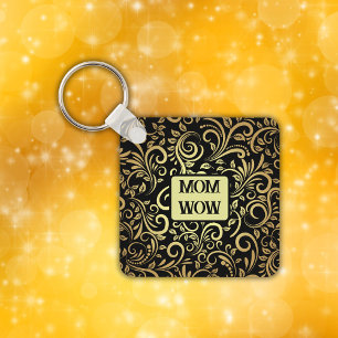 Gold & Black - MOM - WOW Keychain