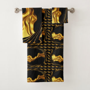 Gold Black Monochrome Christian Achempong Opulent Bath Towel Set