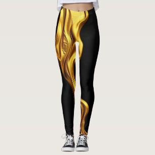 Gold Black Monochrome: Opulent Swirl Achempong    Leggings