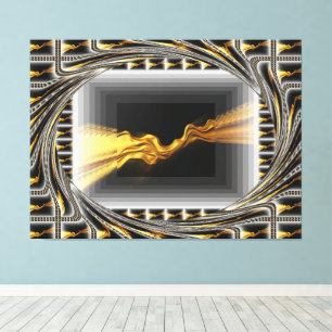 Gold Black Monochrome Opulent Swirl Liquid Achempo Canvas Print