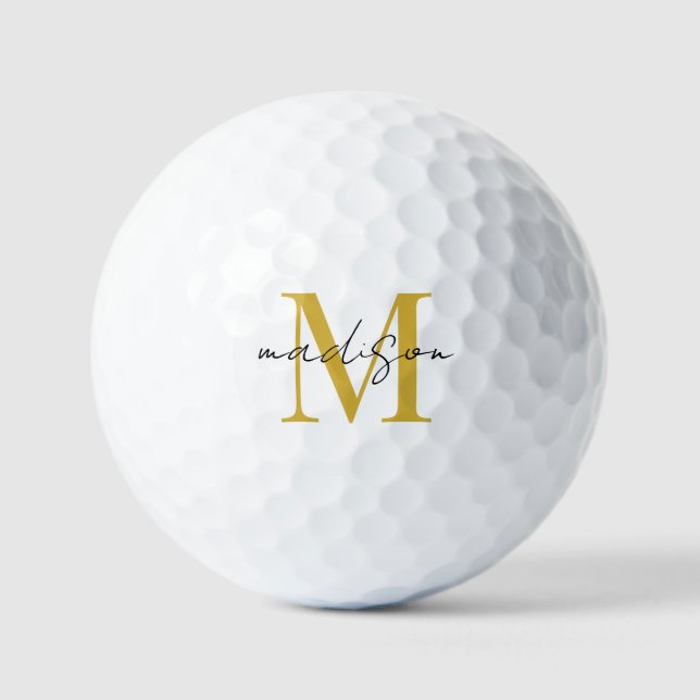 Gold Black Monogram Golf Balls (Front)