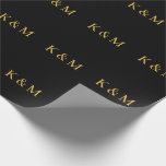 Gold Black Monogram Initials Bride Groom Wedding Wrapping Paper<br><div class="desc">Designed with text template for monogrammed initials which you can customize! You may also change the colours as you wish.</div>