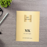 Gold black monogram initials business 2025 planner<br><div class="desc">A faux gold looking background,  black text. Personalize and add your logo,  monogram initials,  name and a title year 2025 (or any year). Your logo both on the front and the back.  Space for your website address on the  back.</div>