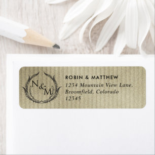 Gold, Black Monogram Mariage Adresse de retour