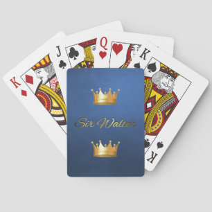 Gold & Black Monogram on Blue Basic Playing Cards