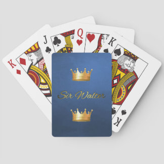 Gold & Black Monogram on Blue Basic Playing Cards
