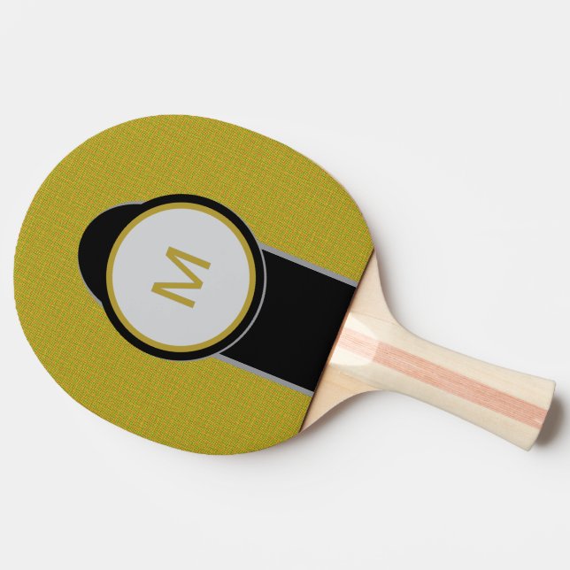Gold Black Monogram Ping Pong Paddle (Side)