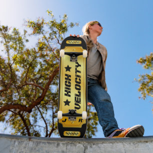 Gold/Black Monogrammed "High Velocity" Skateboard