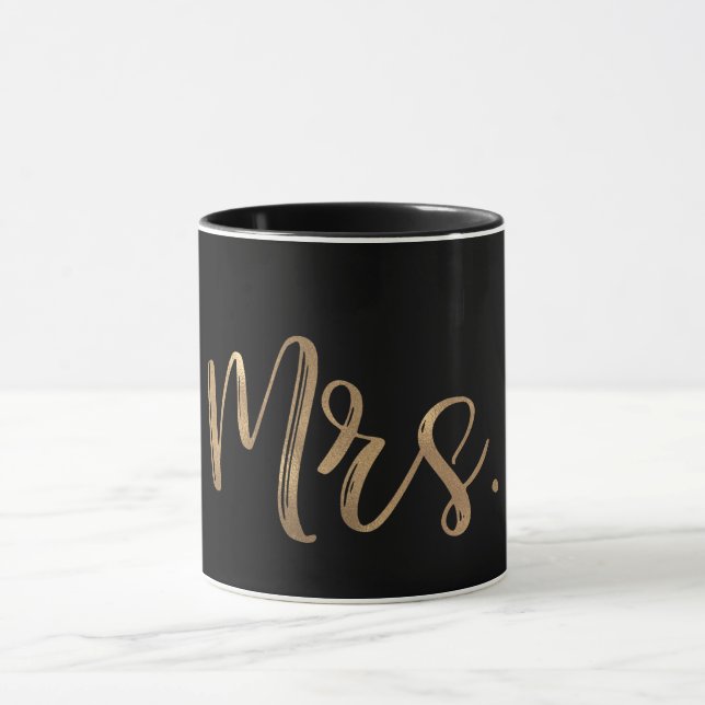 Gold & Black MRS. Typography Modern Minimal Type Mug (Center)