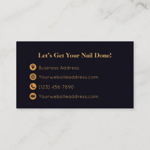 Gold Black Nail Tech  Business Card