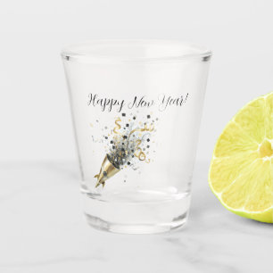 Gold Black New Year's Eve Day Celebration Shot Glass