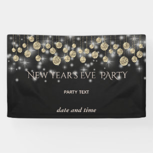 Gold black New Year's Eve party sparkling Banner