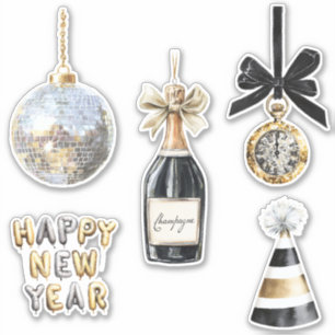 Gold Black New Year's Eve Silver Ball Celebration