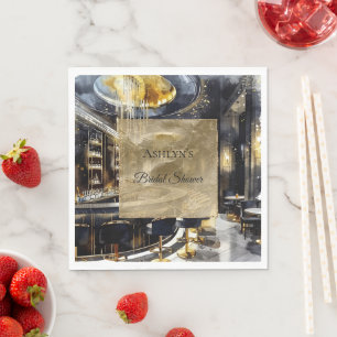 Gold black Night Club Party Bridal Shower  Napkin