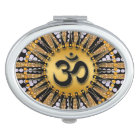 Gold Black Om Meditation Mandala Compact Mirror