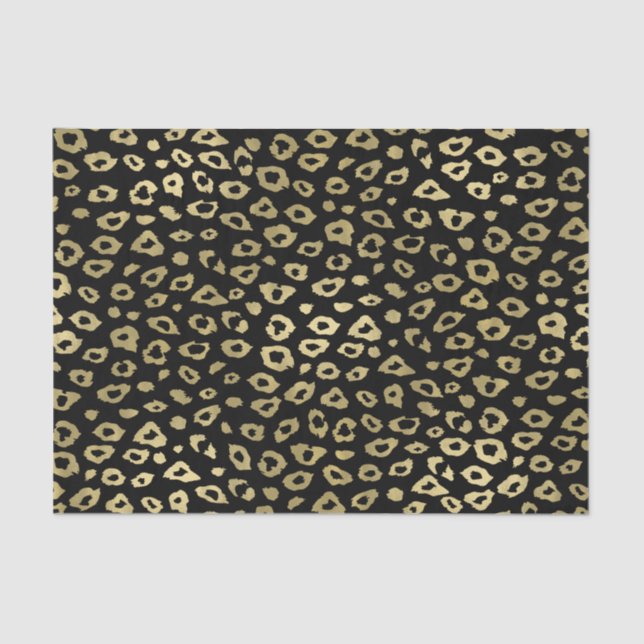 Gold Black Ombre Leopard Print Tissue Paper (Front)