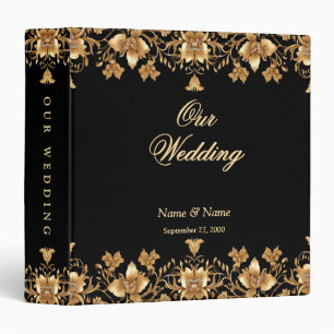 Gold Black Ornate Floral Album Binder