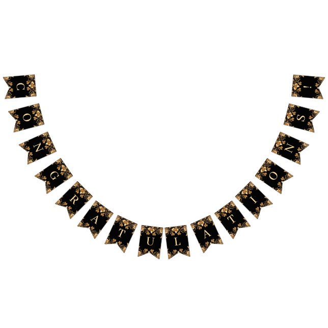 Gold Black Ornate Floral Bunting Flag (All)