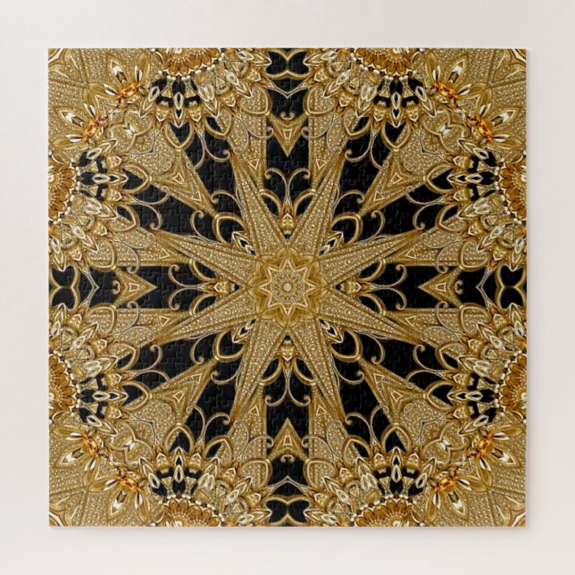 Gold Black Ornate Floral Jigsaw Puzzle (Vertical)