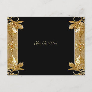 Gold Black Ornate Floral Postcard