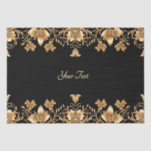 Gold Black Ornate Floral Tissue Paper
