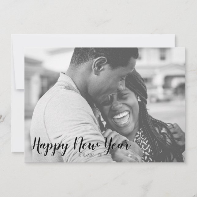 Gold & Black Paint Happy New Year Photo Card (Front)