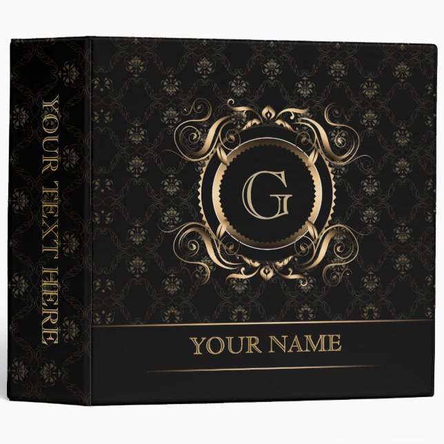 Gold & Black Pattern-Binder Template Binder (Front/Spine)