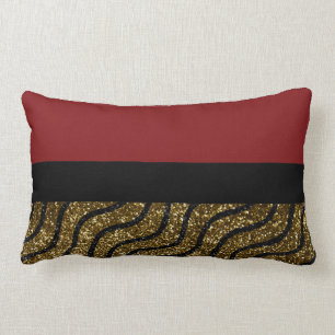 Gold & Black Pattern With Red Lumbar Pillow